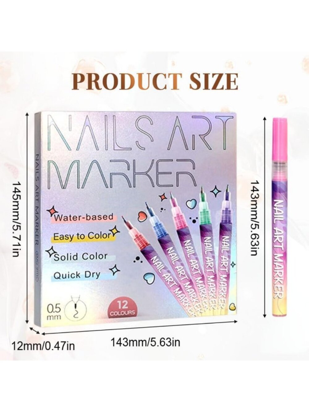 Vibrant 12-Color Nail Art Pens Set - 3D Nail Design Markers for DIY Manicure - Picture 7 of 7